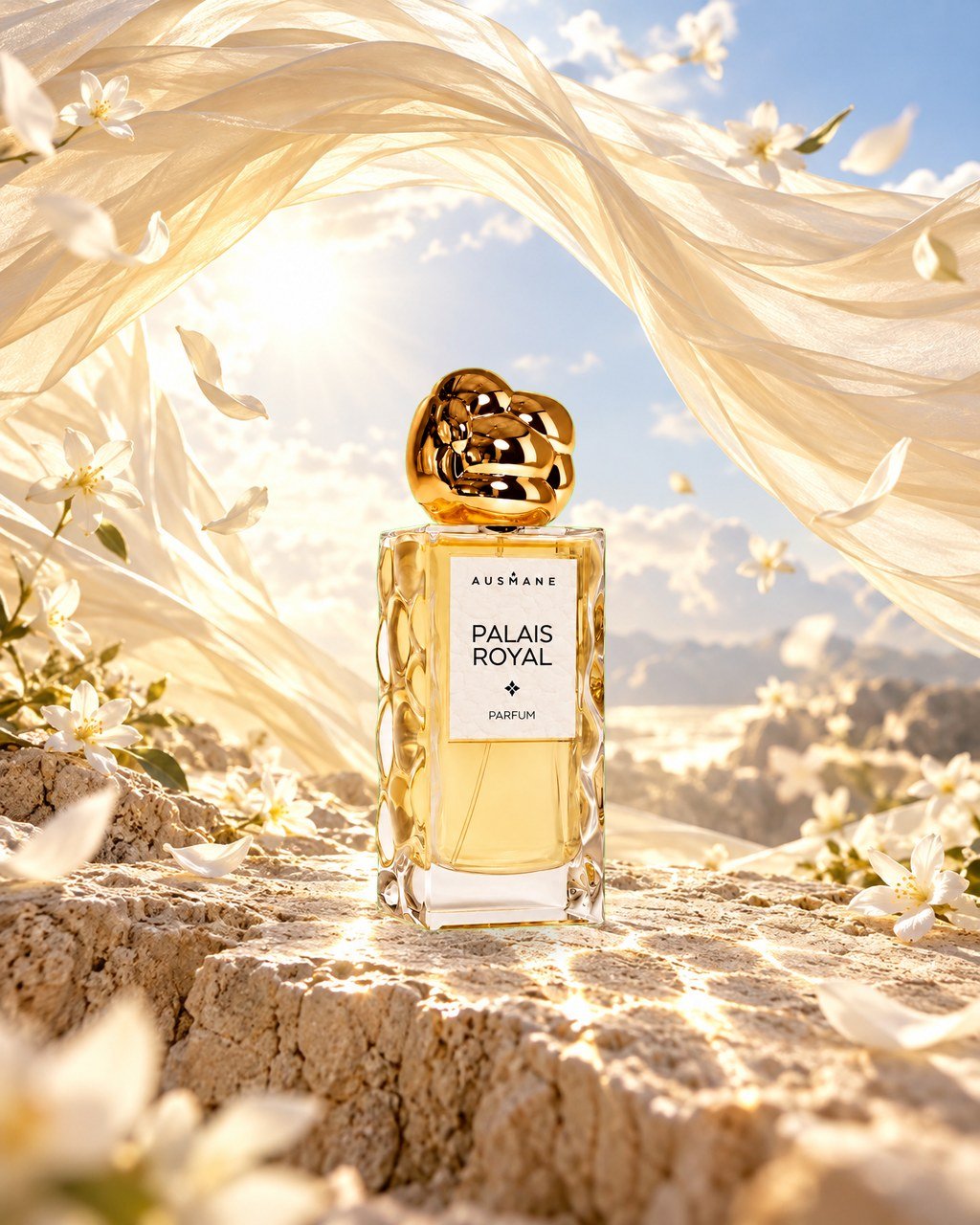 Flacon PALAIS ROYAL, 50 ml, de face, dans la lumière