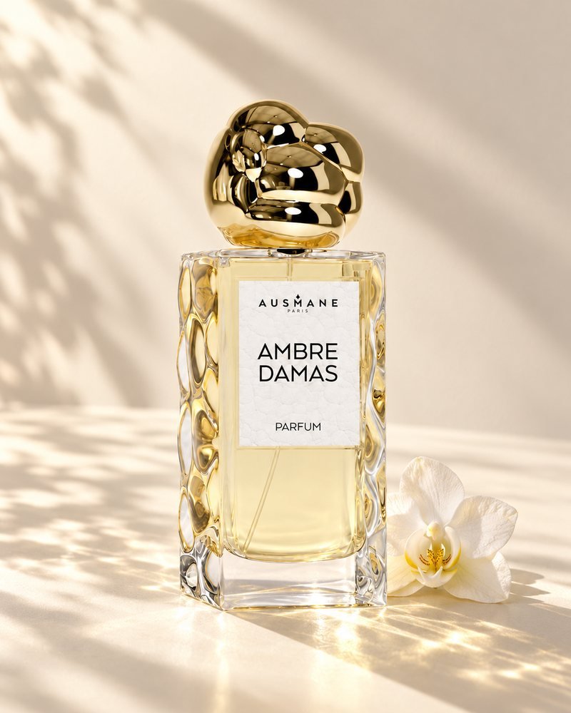 Parfum AMBRE DAMAS, 50 ml, flacon de près