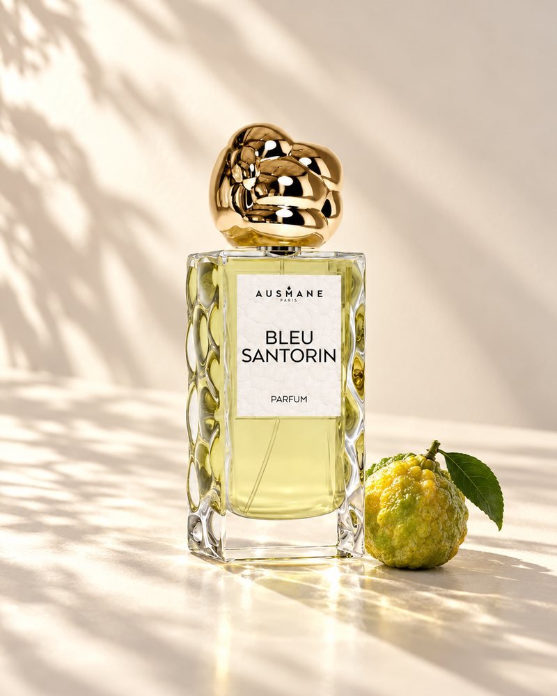 Parfum BLEU SANTORIN, 50 ml, flacon de près