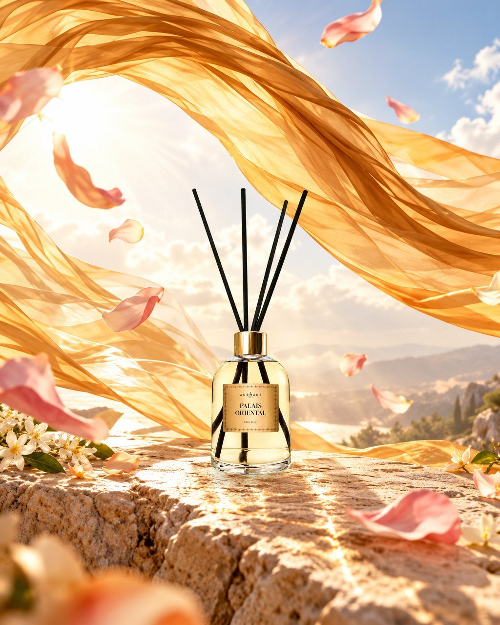 Flacon PALAIS ORIENTAL, 50 ml, de face, dans la lumière