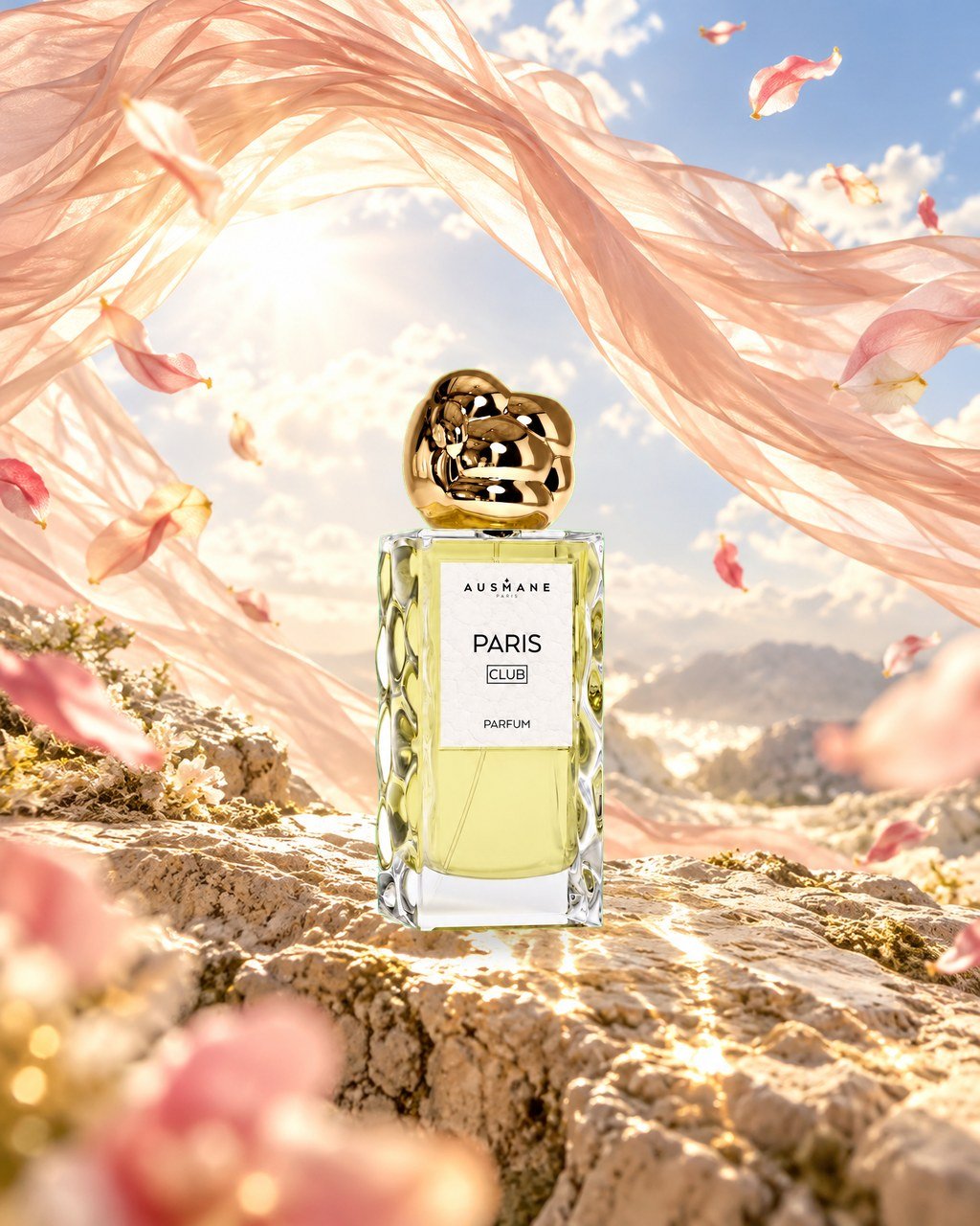 Flacon PARIS CLUB, 50 ml, de face, dans la lumière